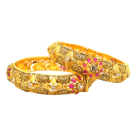 Floral 22KT Gold Antique Kara (1 Pair)