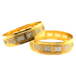 Sparkling 22KT Gold Kara with Rhodium Finish (1 Pair)