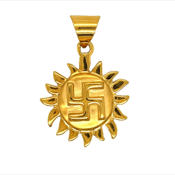 Surya Swastik 22KT Gold Pendant