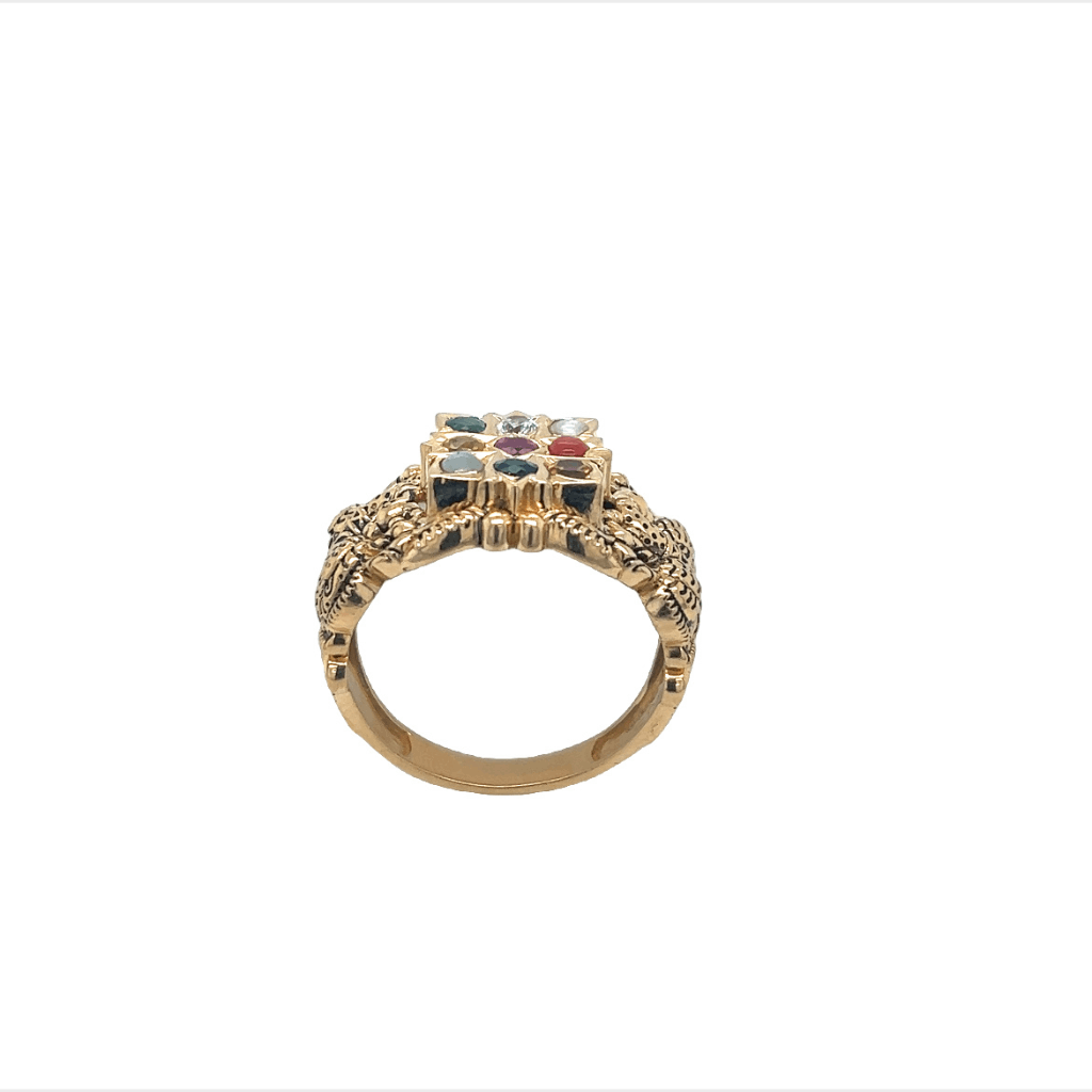 22K Gold 9 Stones Men's Navrattan - Navarathna Ring With Diamond -  235-GR7984 in 10.750 Grams