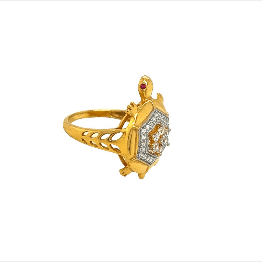 21k Ring Solid Gold Ladies floral Design with Signity Stones r2678 | Royal  Dubai Jewellers