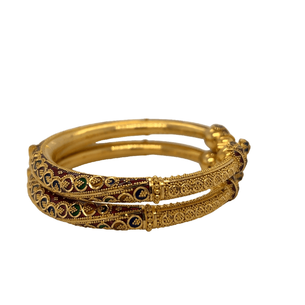 Green meenakari Yellow Gold Brass Finger Ring - I Jewels - 3600998