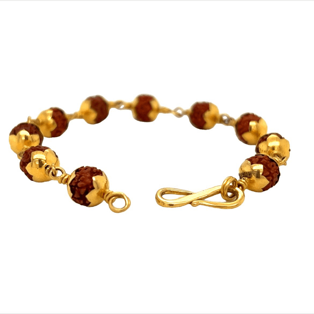 22K Gold Floral Embellished Rudraksha Bracelet – Gold Palace-sonthuy.vn