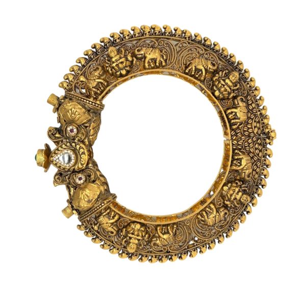 Temple Treasures: A Majestic 22KT Gold Kada Fit for a Queen