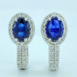Exquisite Color Stone Diamond Earrings in 14kt Gold