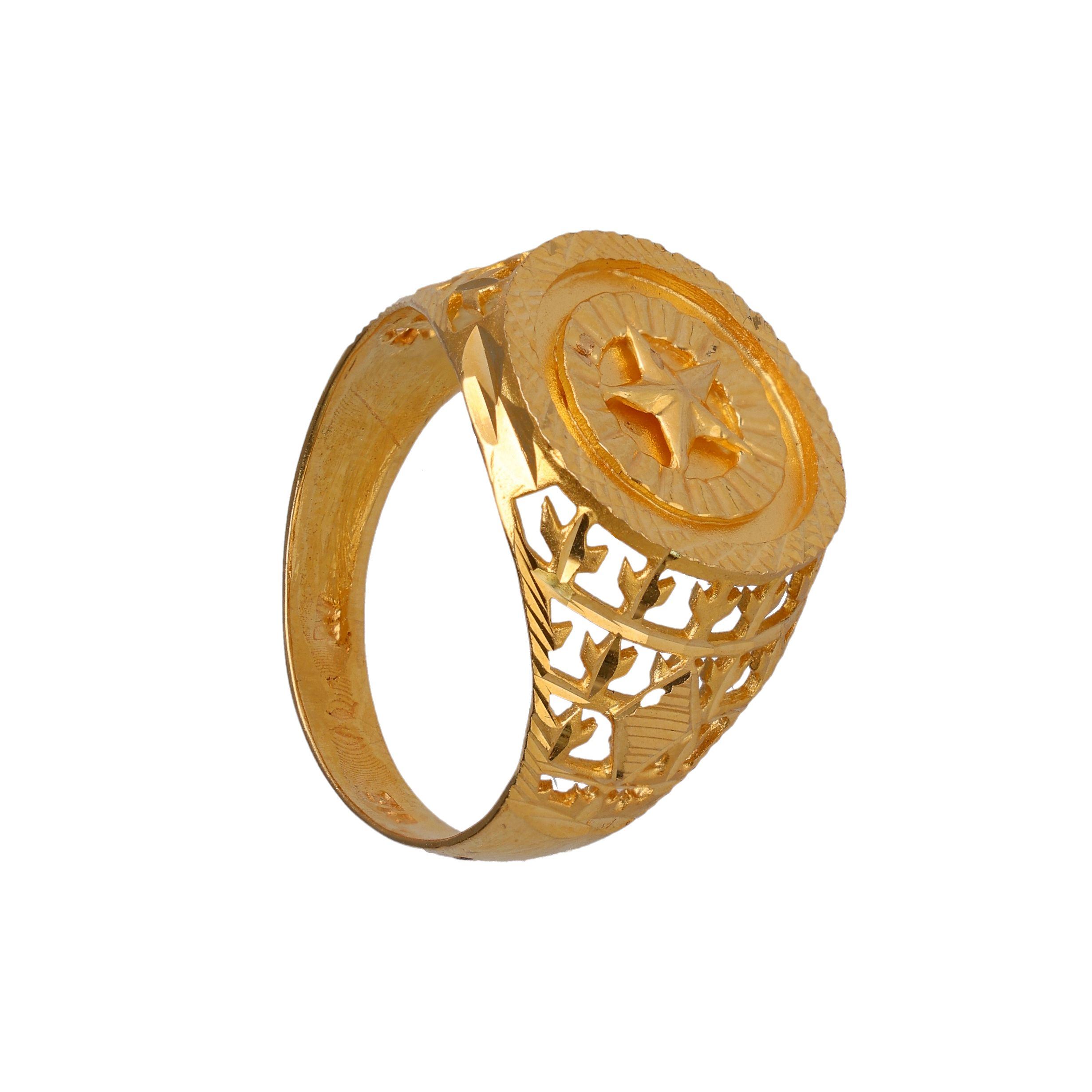 22 Karat Gold Band - RiWb27360 - US$ 845 - 22Kt Gold Band is designed with  shine finish and laser cut work which adds beauty to it.