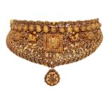 Golden Nostalgia 22kt Gold Antique Studded Choker Set