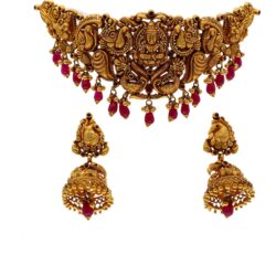 Gilded Grandeur 22KT Gold Choker Necklace and Earrings