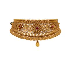 Gilded Grandeur 22KT Gold Choker Necklace and Earrings