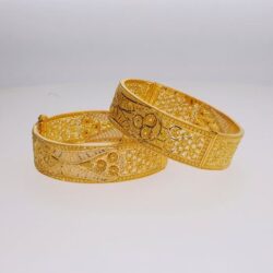 Precision Crafted 22kt Gold Kada with Rhodium Finish
